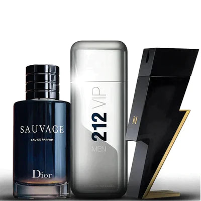 Combo 3 Perfumes Masculinos - Sauvage Dior + 212 Vip Men + Bad Boy Carolina Herrera [100ml] - Vivensci