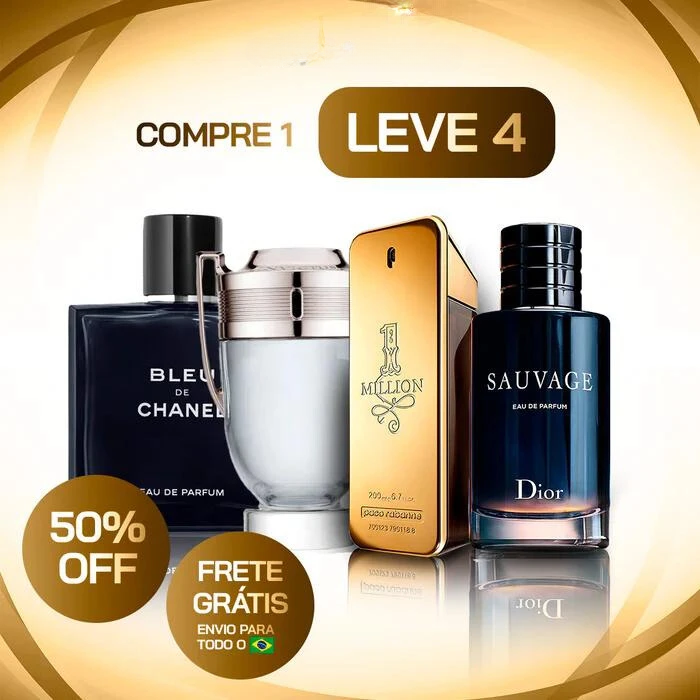 Combo 4 Perfumes Masculinos Importados (100ml) - 1 Million | Invictus | Sauvage | Bleu - Vivensci